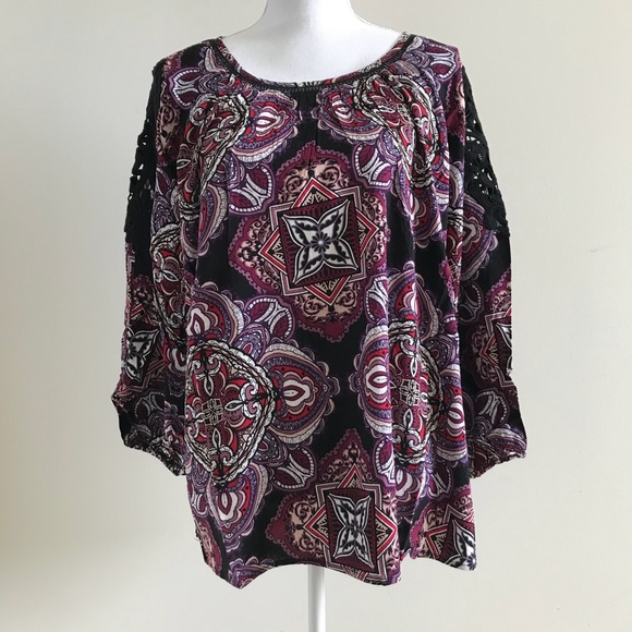 Cato Tops - Cato Plus Size Top 3/4 Crochet Sleeves 22/24 🦋